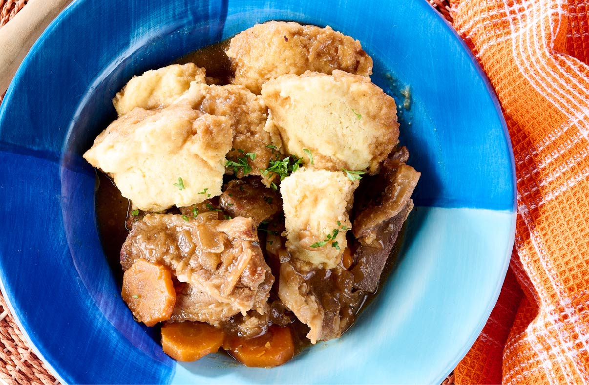  Hearty Beef Stew with Maize Dumplings (with Nyala)