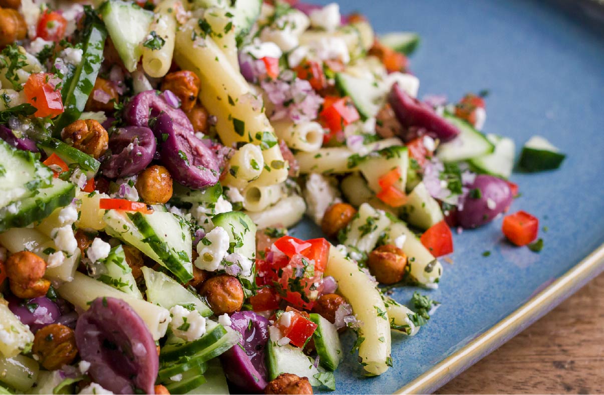 Smoked Paprika, Chickpeas, Feta, Olive & Tomato Salad (with Sunblest)