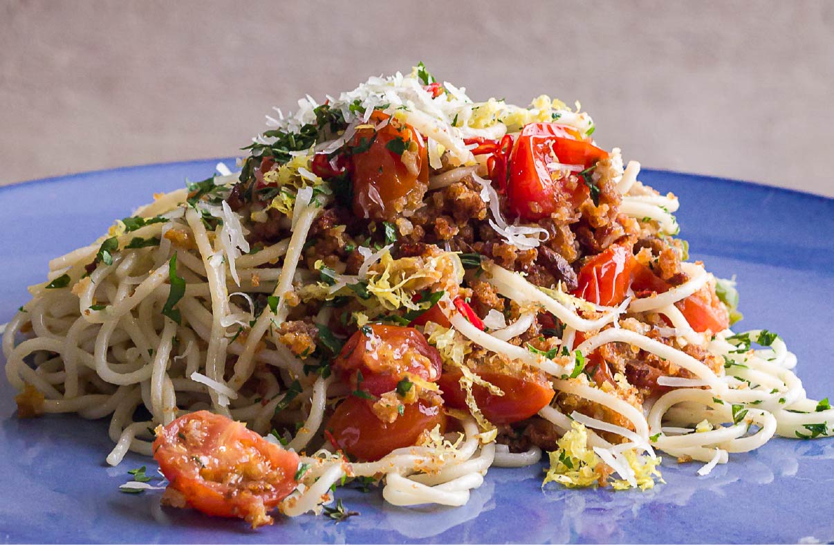  Veg Spaghetti with Tomato, Lemon & Thyme (with Sunblest)