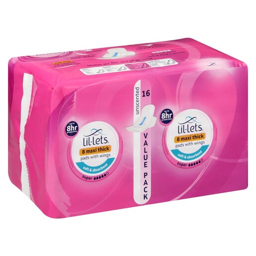  Unscented Super Maxi Thick Pads With Wings 